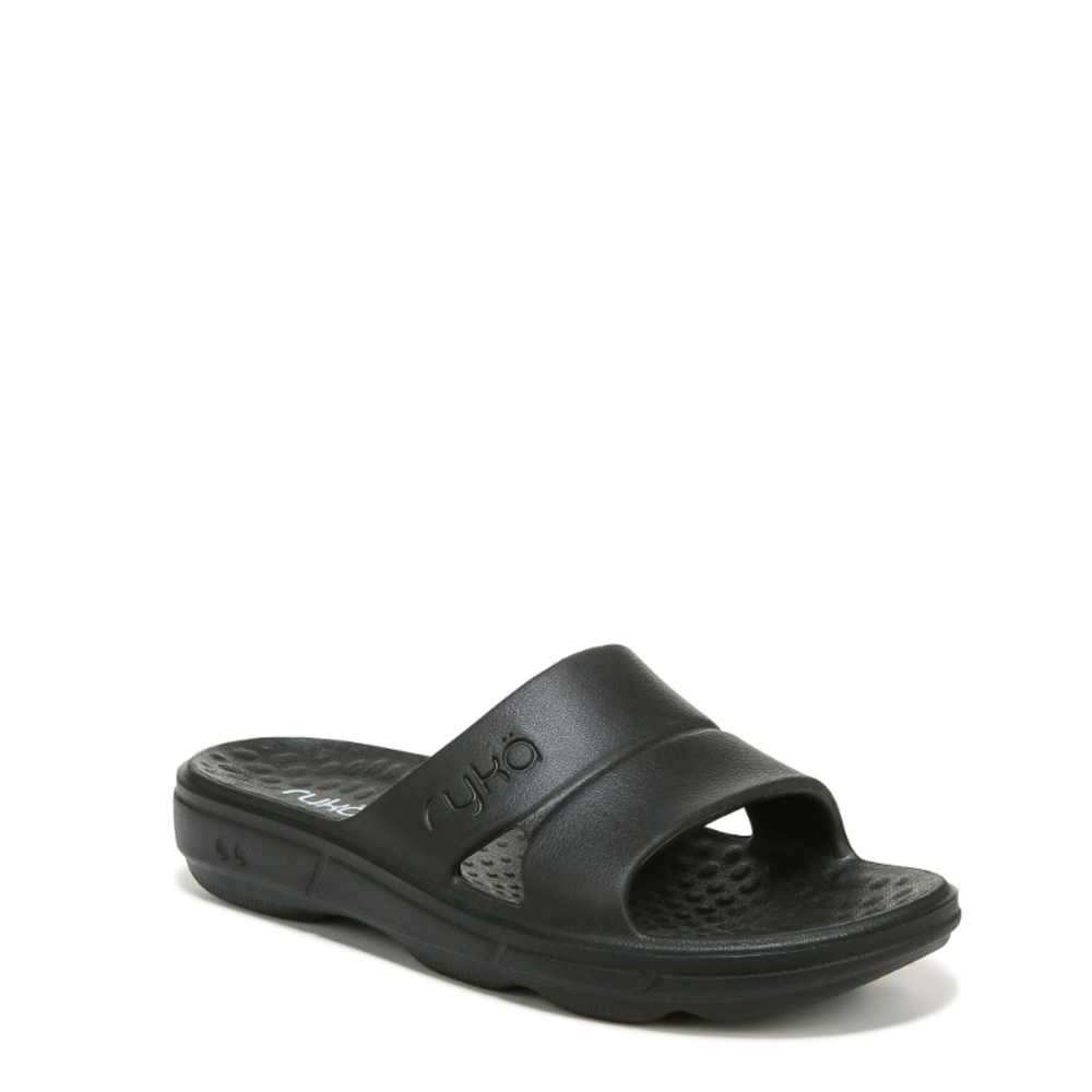 Ryka Women's 9 Black Comfortable Foot Conforming Sport Slides NIB